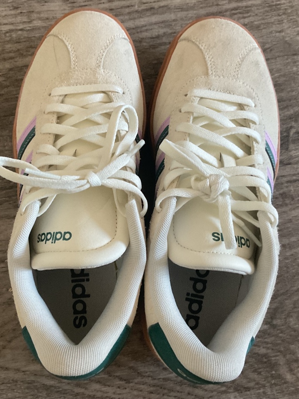 Adidas VL Court Bold Sneakers Size 7 Off-White and Green